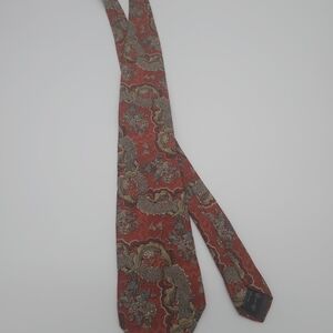 Ermenegildo Zegna Mens Neck Ties 58 3.5 Rust & Gold Filigree Paisley Silk Italy